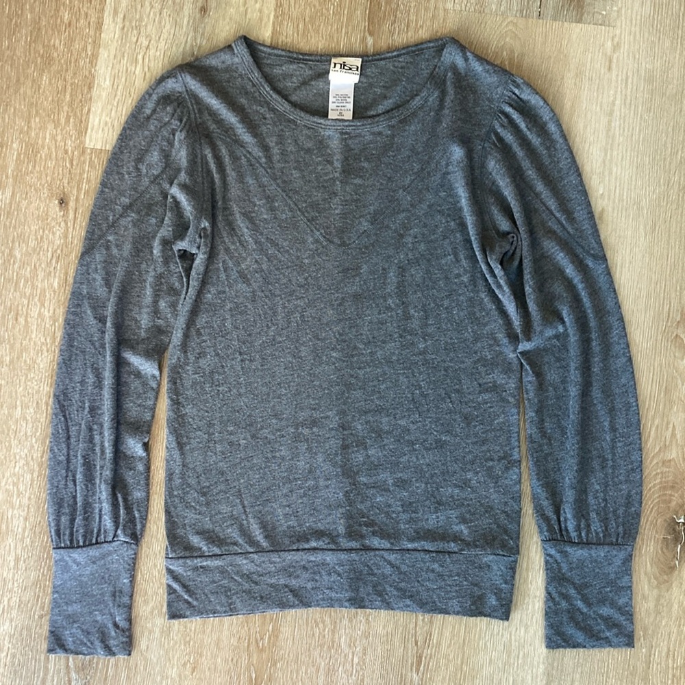 NISA San Francisco Made in USA Rayon Wool Grey Sweater Sweatshirt Women Size S